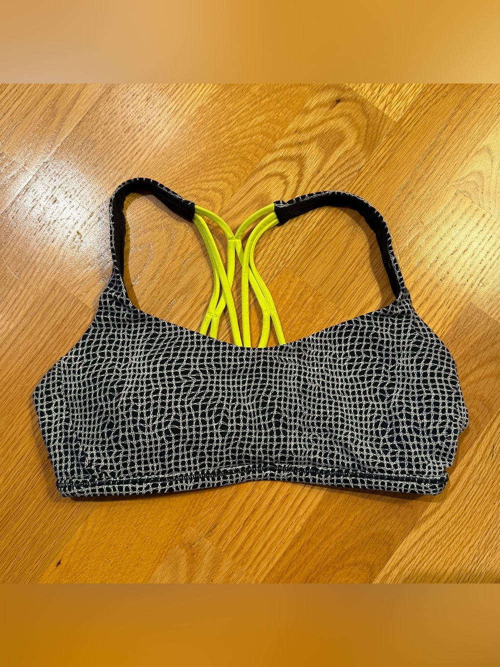 lululemon athletica Black Sports Bra with Neon Yellow Straps